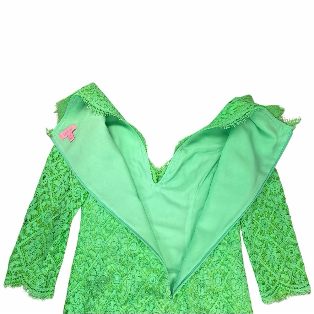 Lilly Pulitzer Meryl Poolside Blue/Mint Green Lace Sheath Dress In Size 6 - Picture 9 of 11